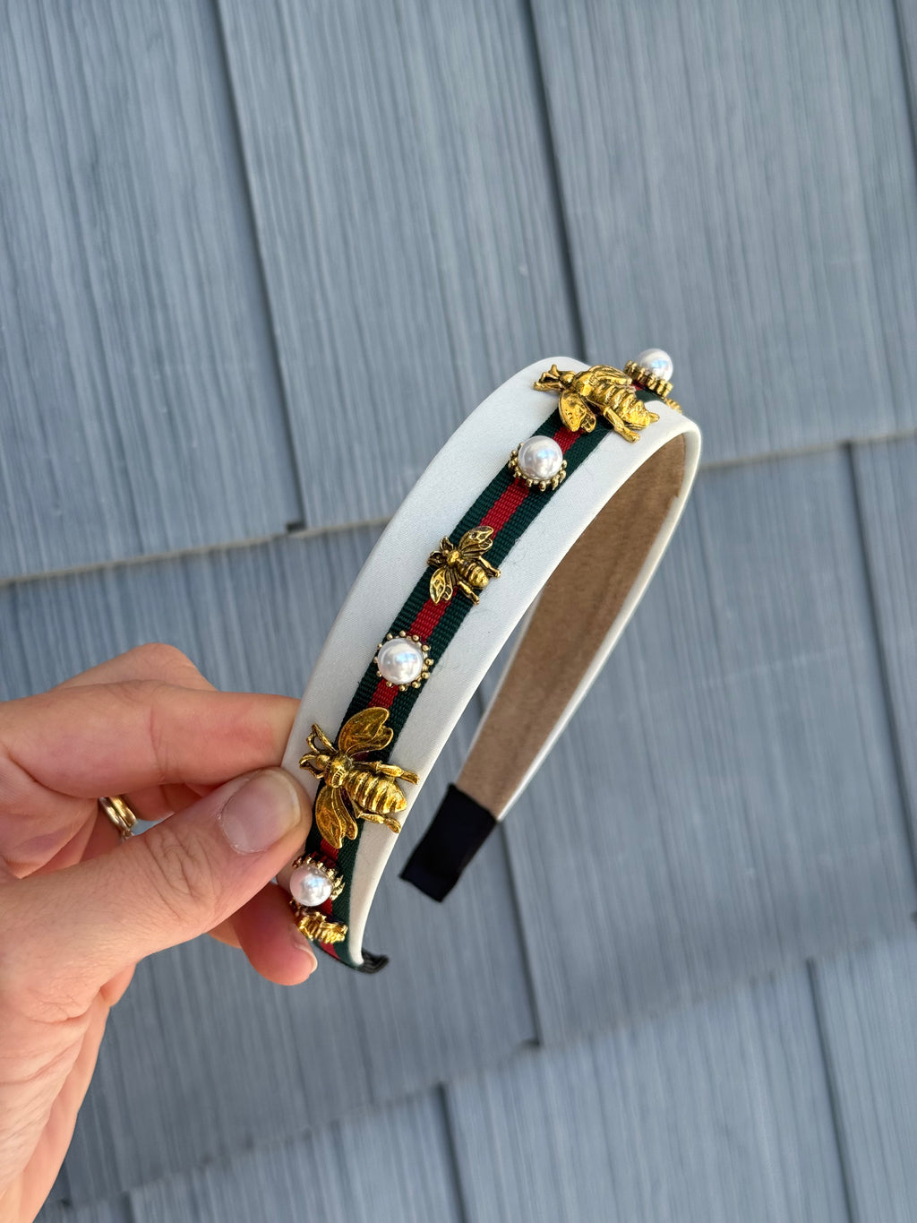 Bee & Pearl Studded Stripe Headband