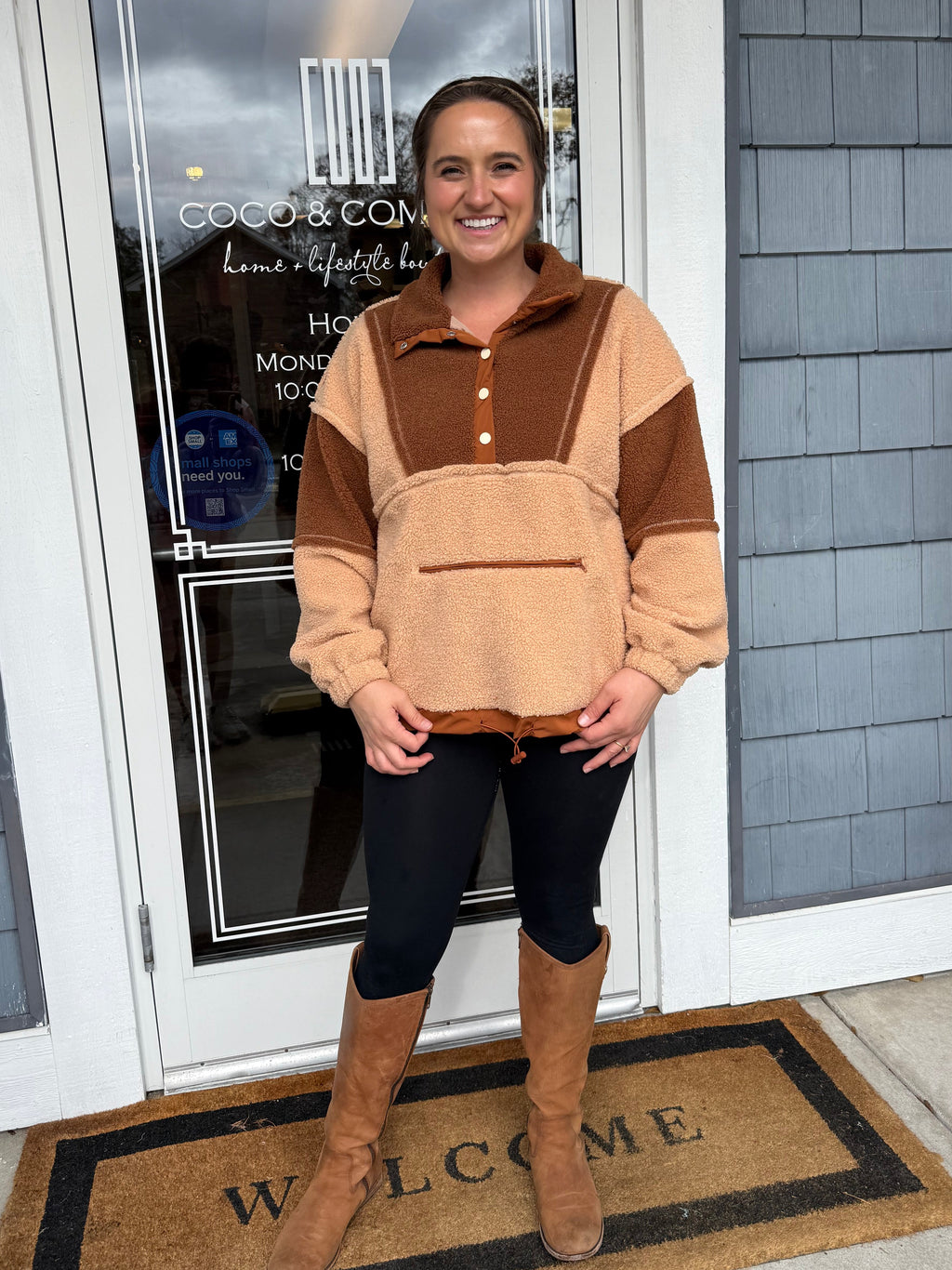Brown & Tan Color Block Pullover