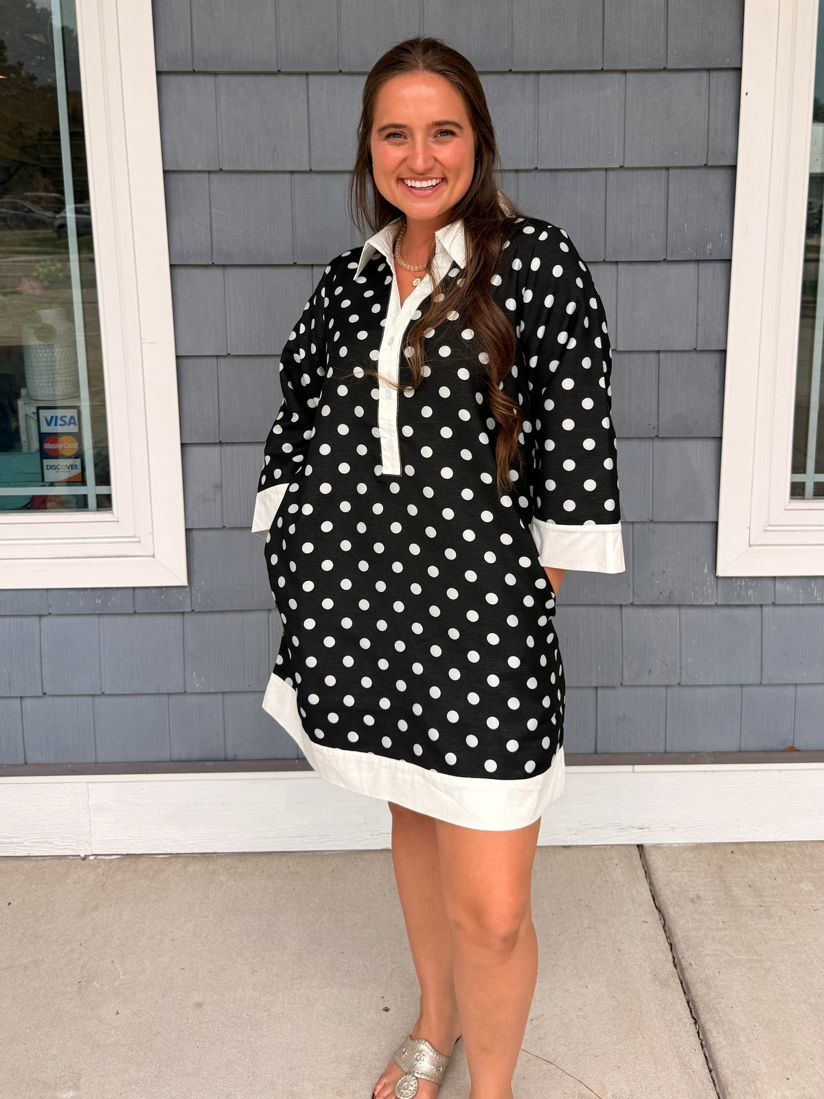 Black & White Polka Dot Shift Dress