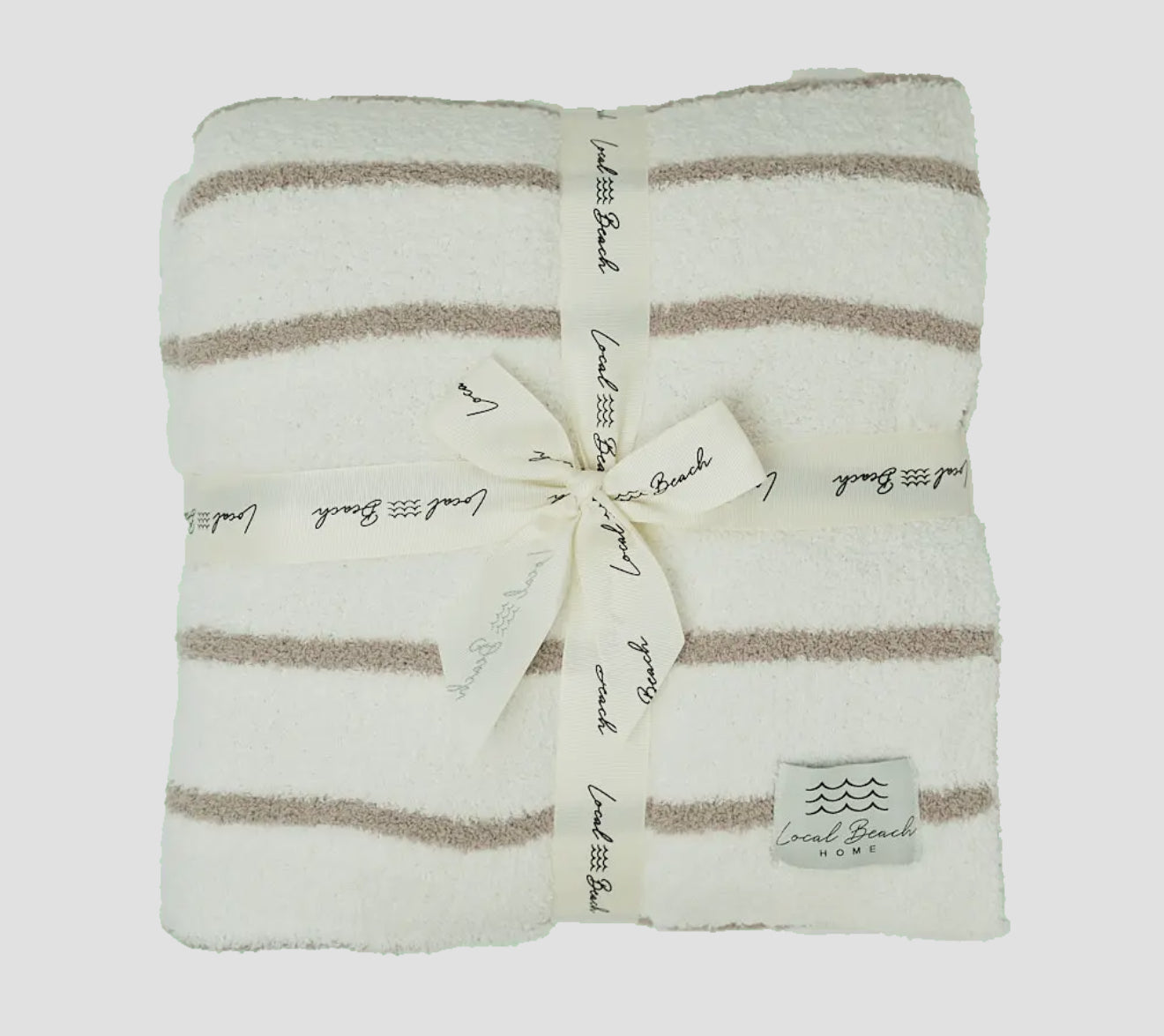 Striped Luxe Home Blanket Taupe