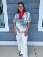 Blue Stripe Polo Blouse