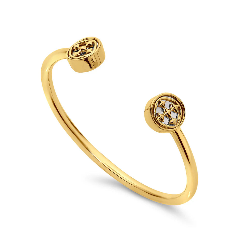 Linked Medallion Bangle Bracelet 18k Gold Plated