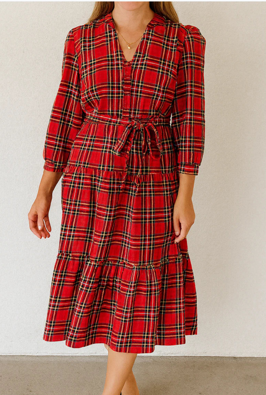 Christmas Plaid Midi Dress