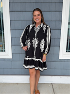 Black Two Tone Abstract Mini Dress