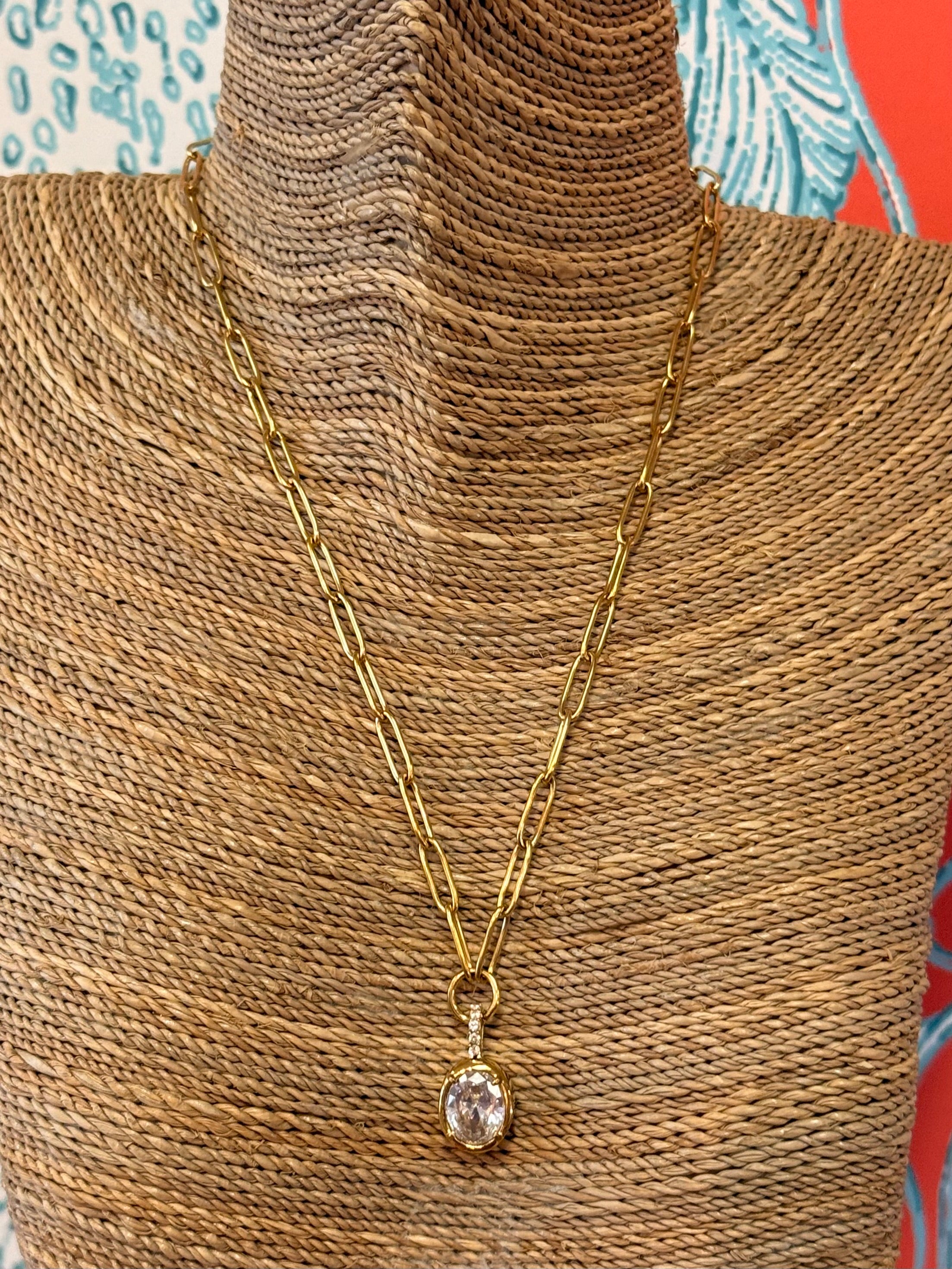 Oval Shape Stainless Steel Necklace