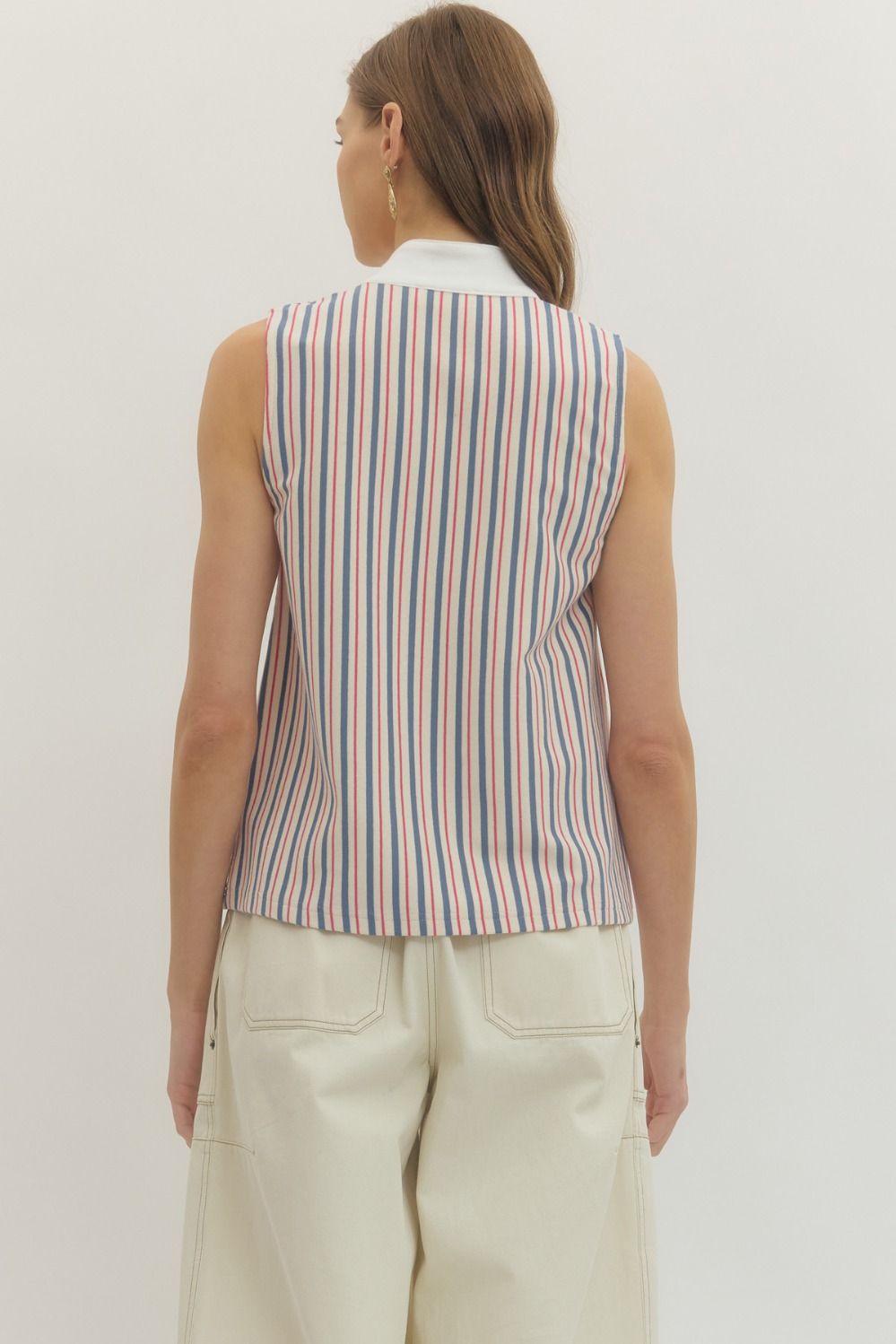 Striped Sleeveless Knit Top