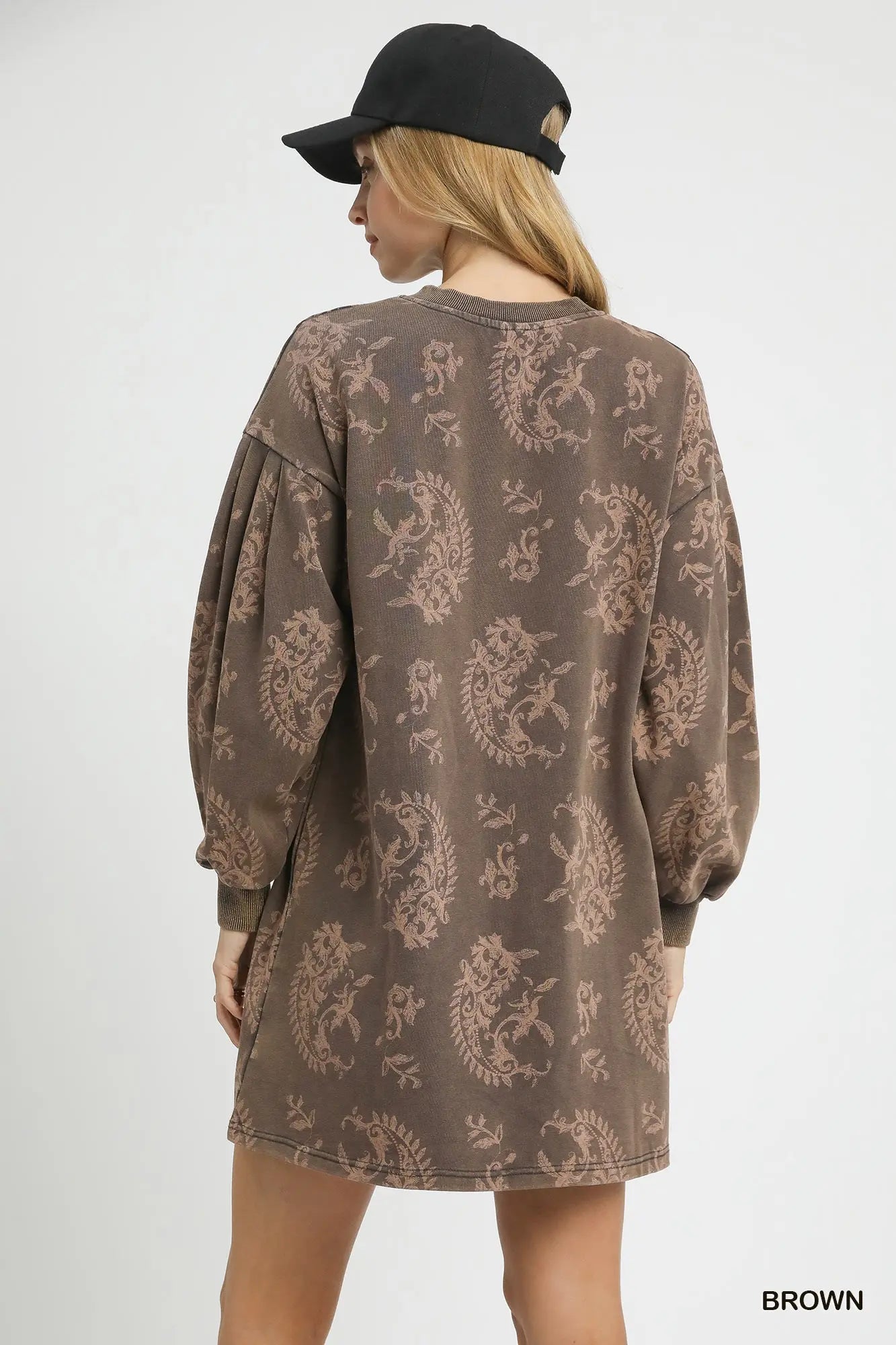 Paisley Print French Terry Sweatshirt Dress