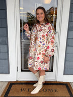 Floral Blanket Stitched Buttoned Dress