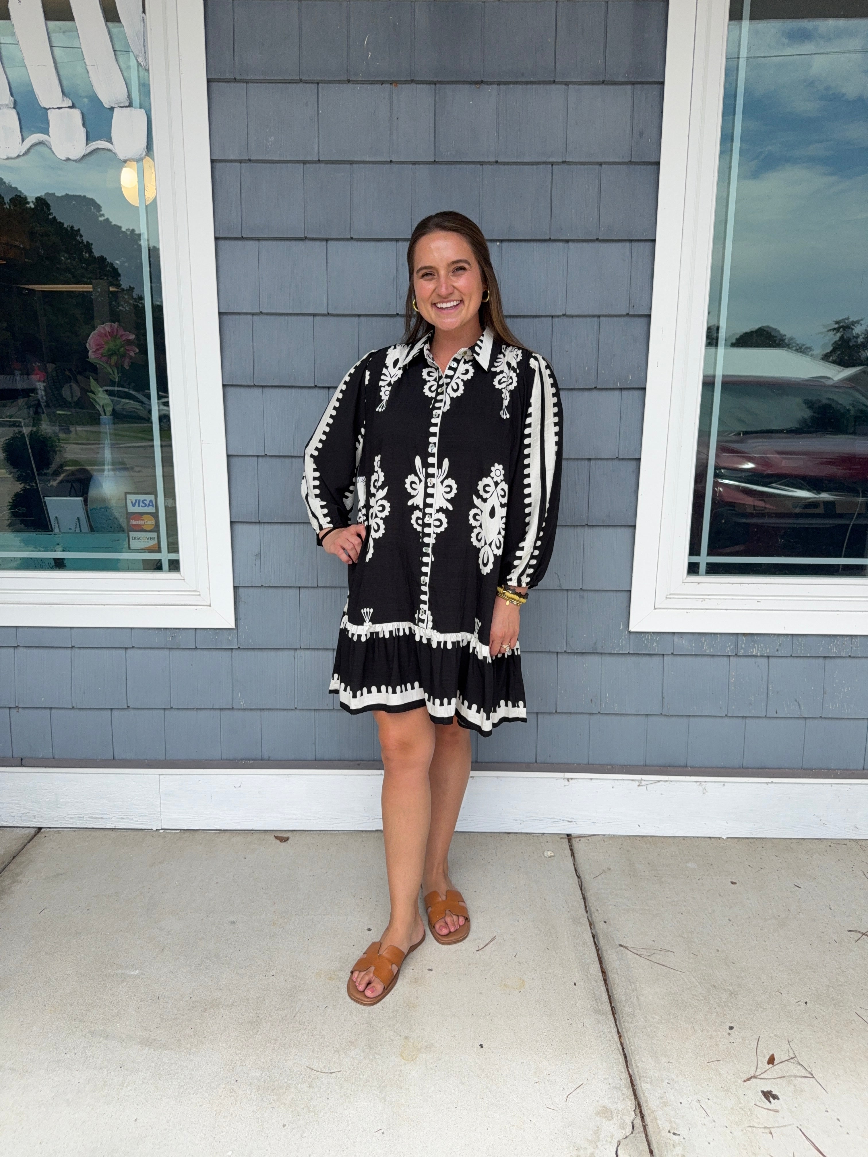 Black Two Tone Abstract Mini Dress