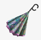 Monet Artist's Gardens At Giverny Reverse Inverted Umbrella - Hands-Free, Windproof Design