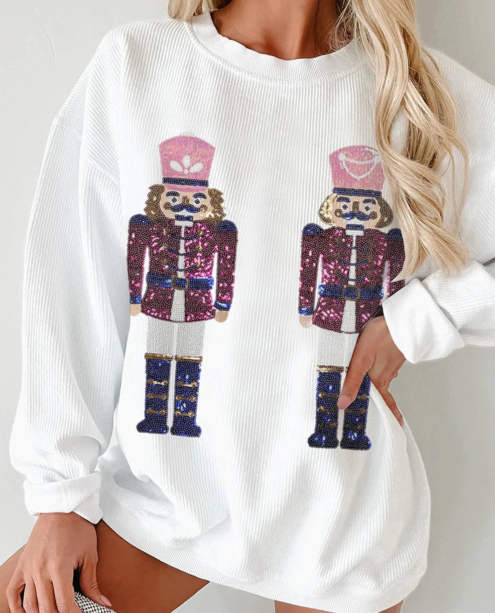 White Sequin Nutcracker Top