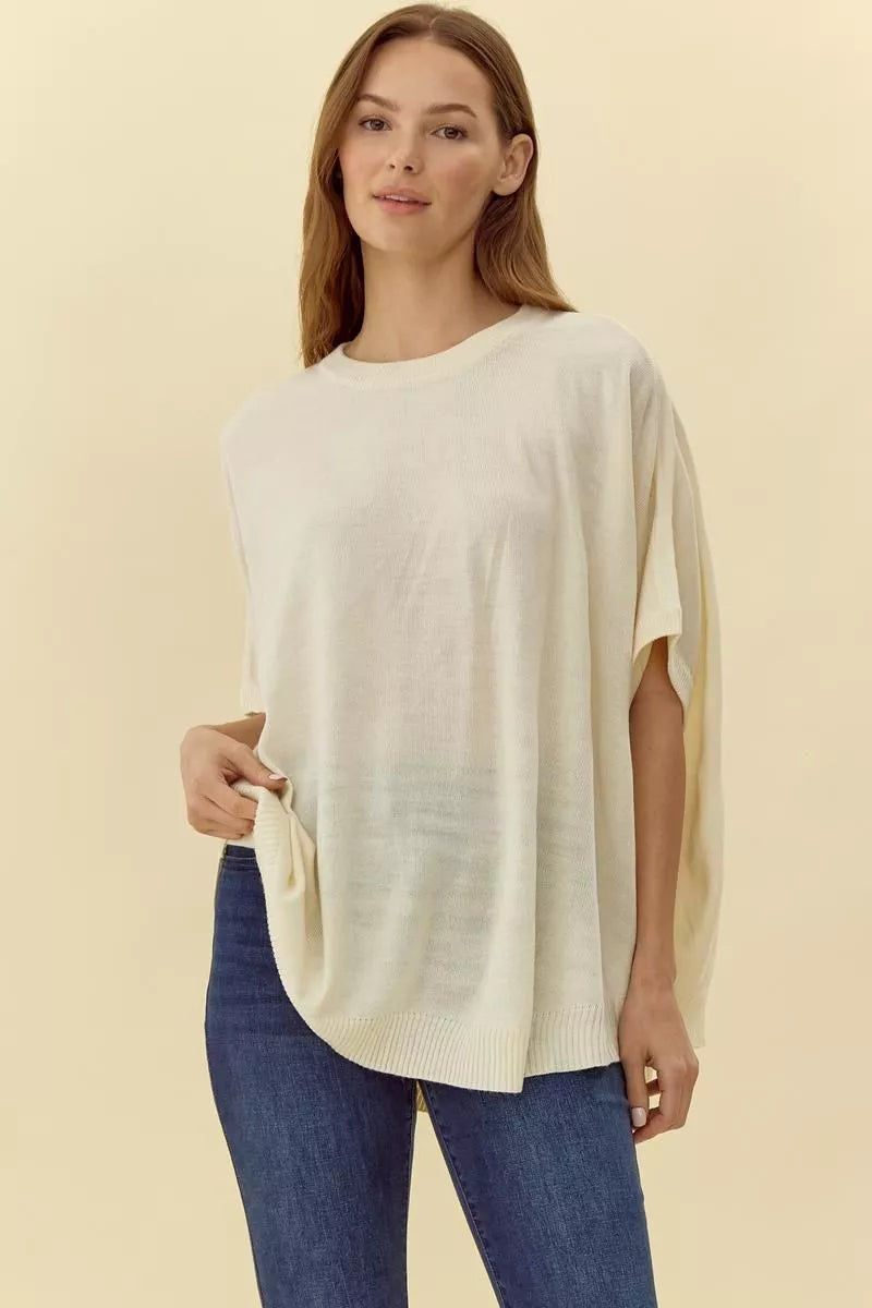 Cream Solid Knit Sweater