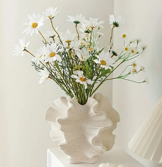Frosted Ocean Coral White Ceramic Vase- Small