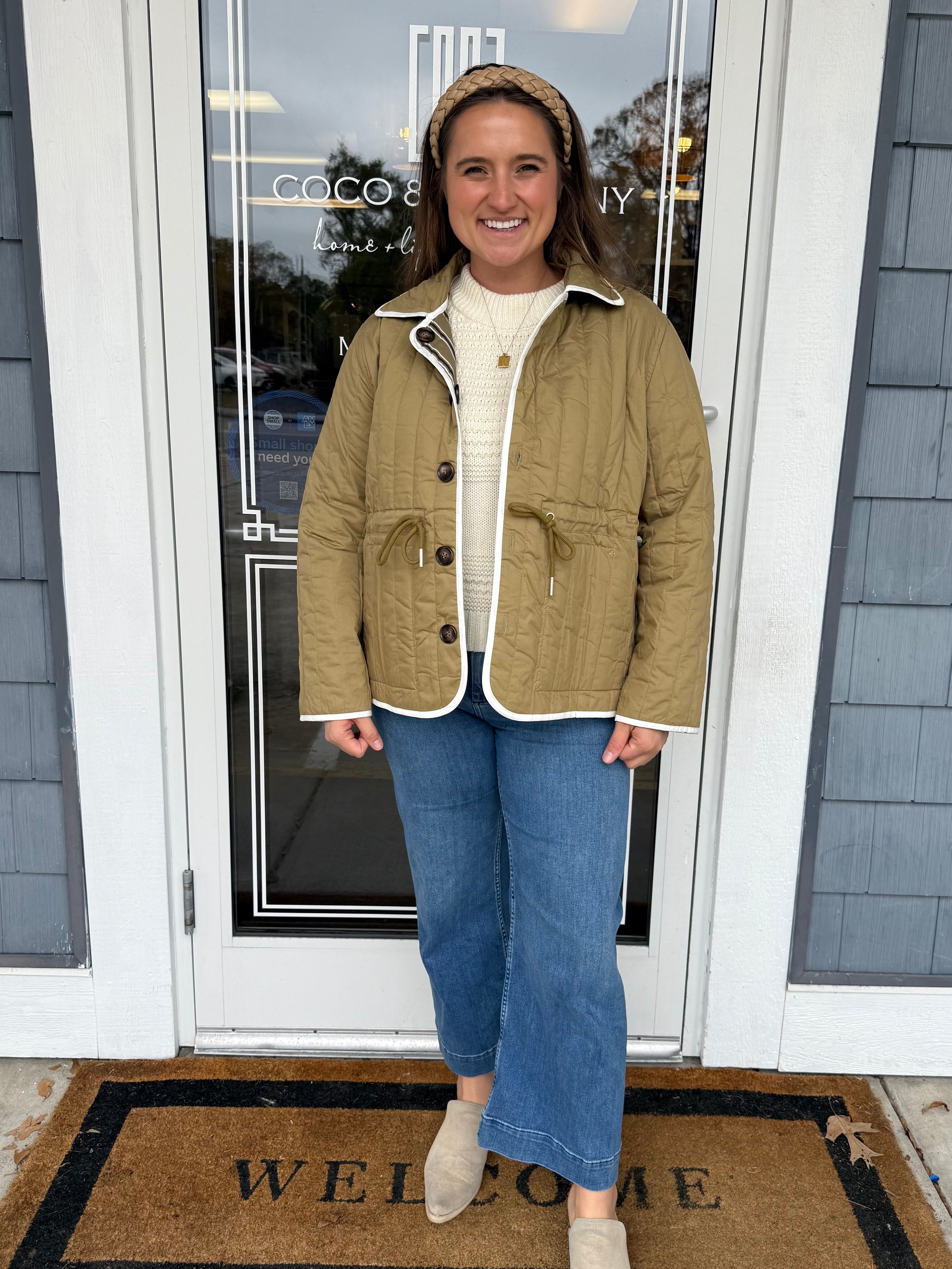 Reversible Olive Quilted Jacket