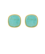 Mint Gold Marble Square Stone Earrings