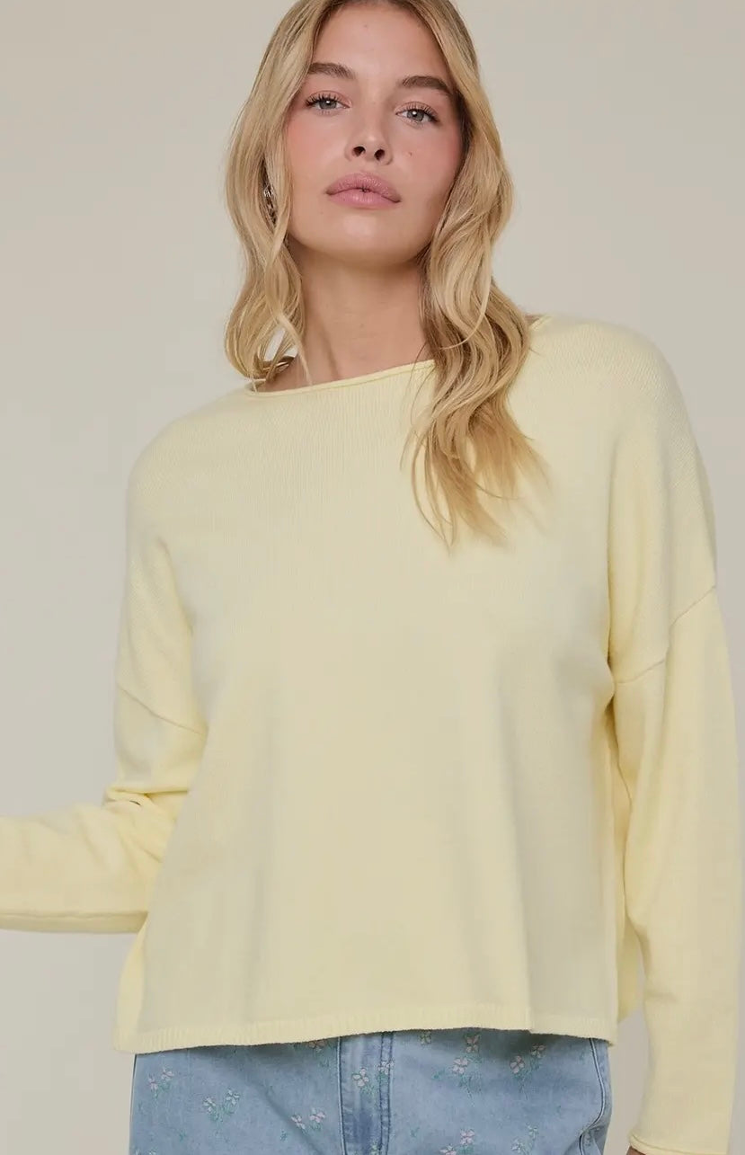 Butter Yellow Boatneck Lightweight Sweater