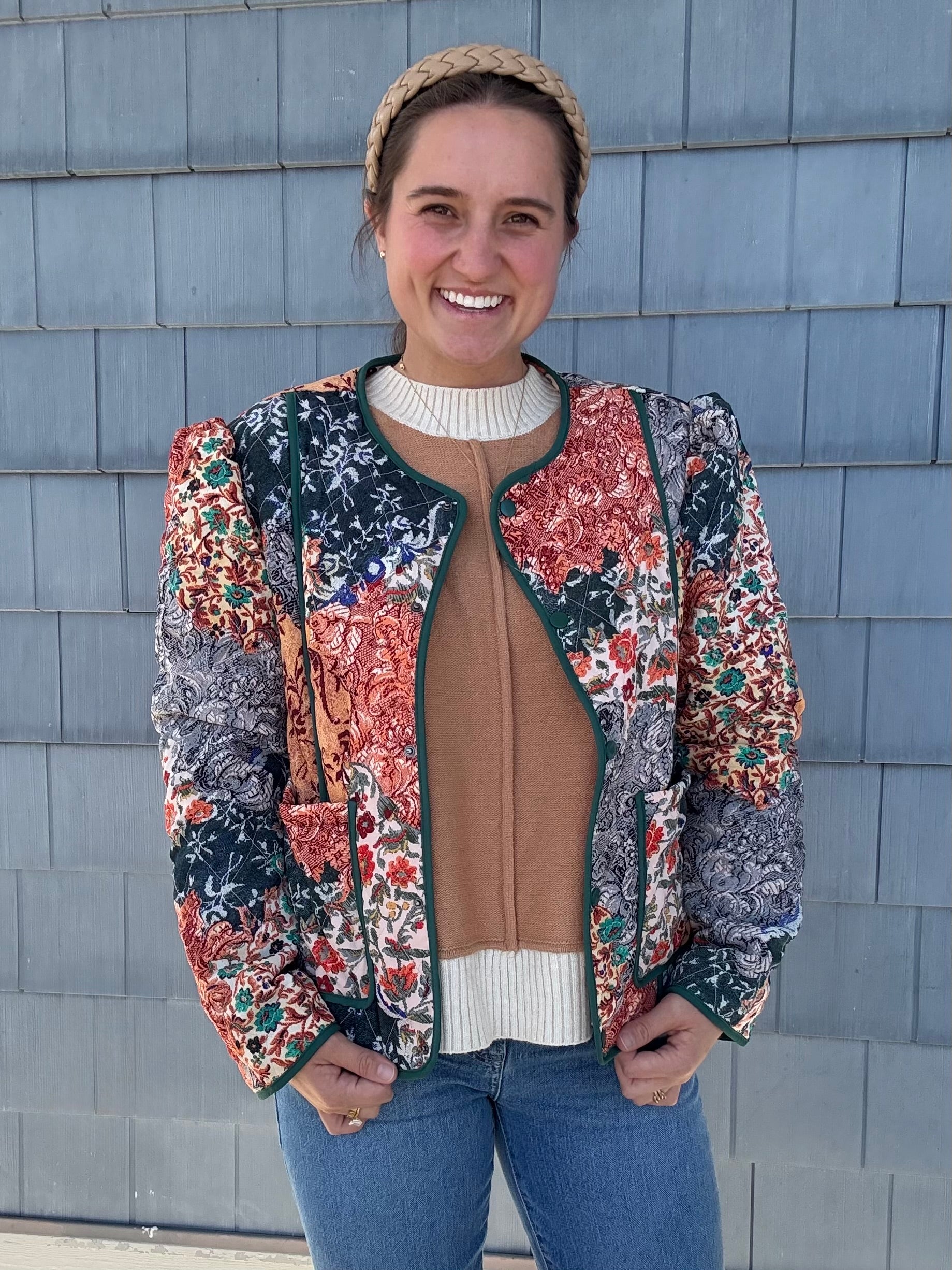 Navy Patchwork Quilted Jacket