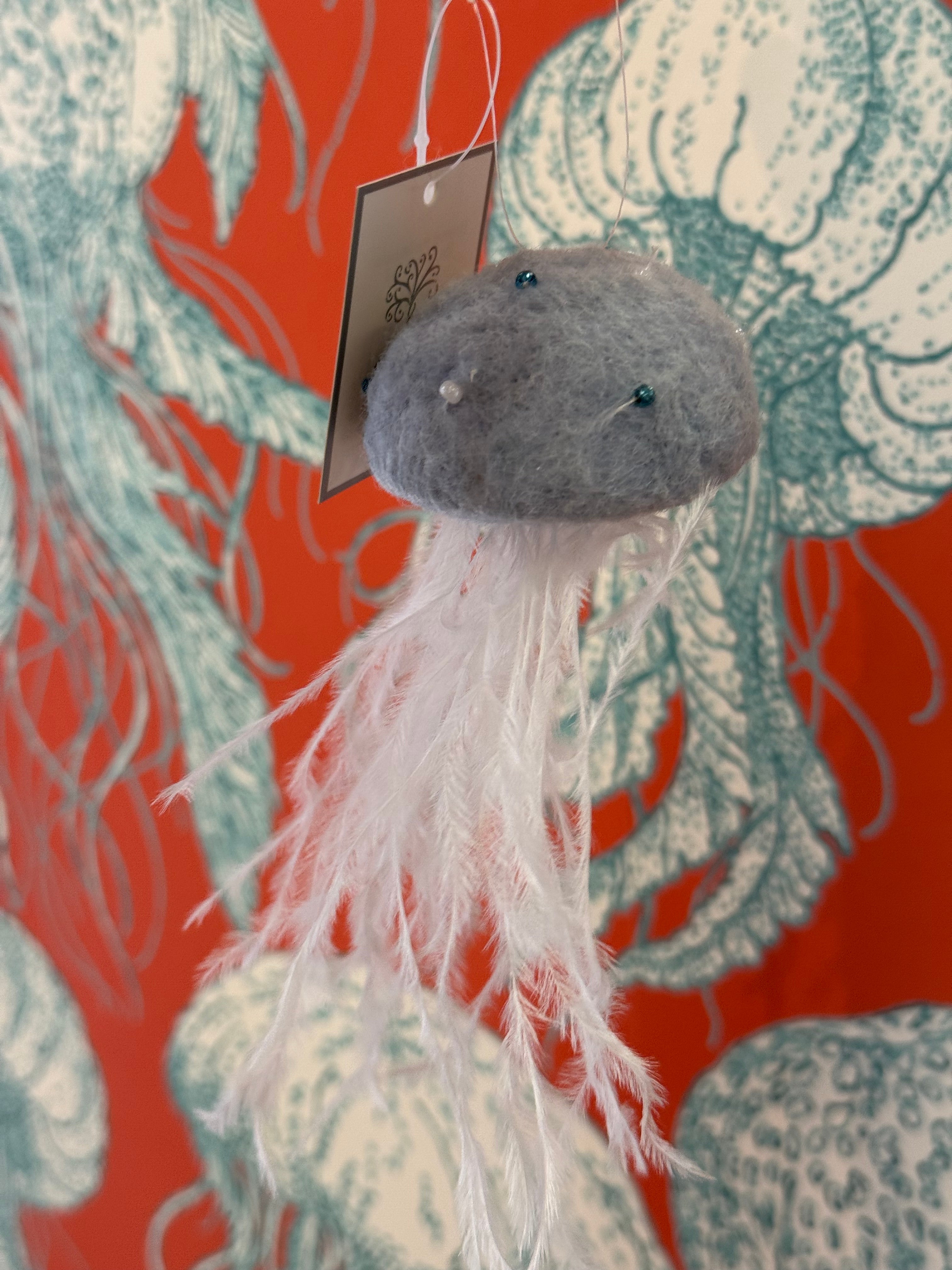Blue Felt Jellyfish Ornament