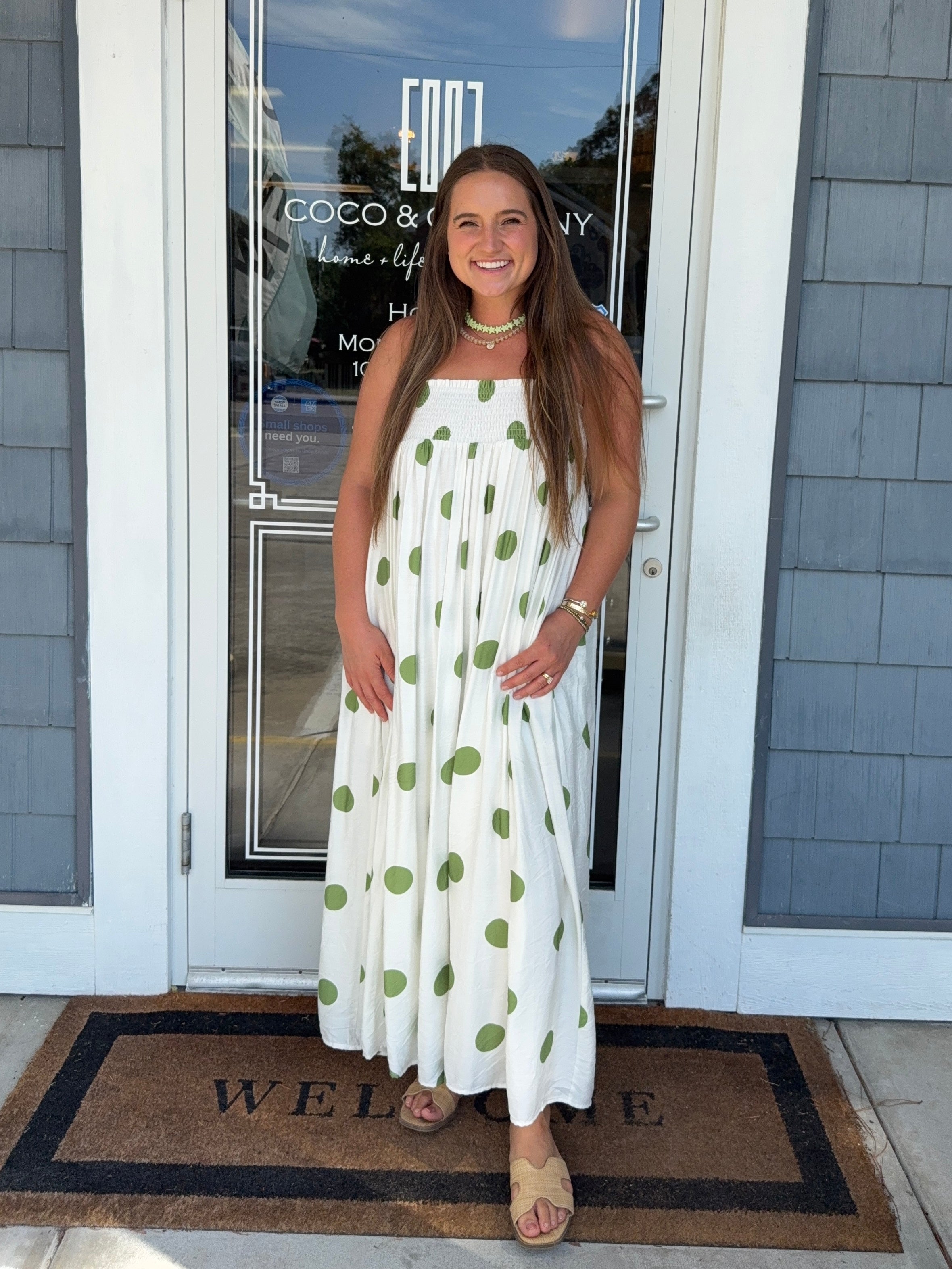 Green Polka Dot Maxi Dress