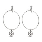 Hammered Hoop Shield Earring Oxidized Silver