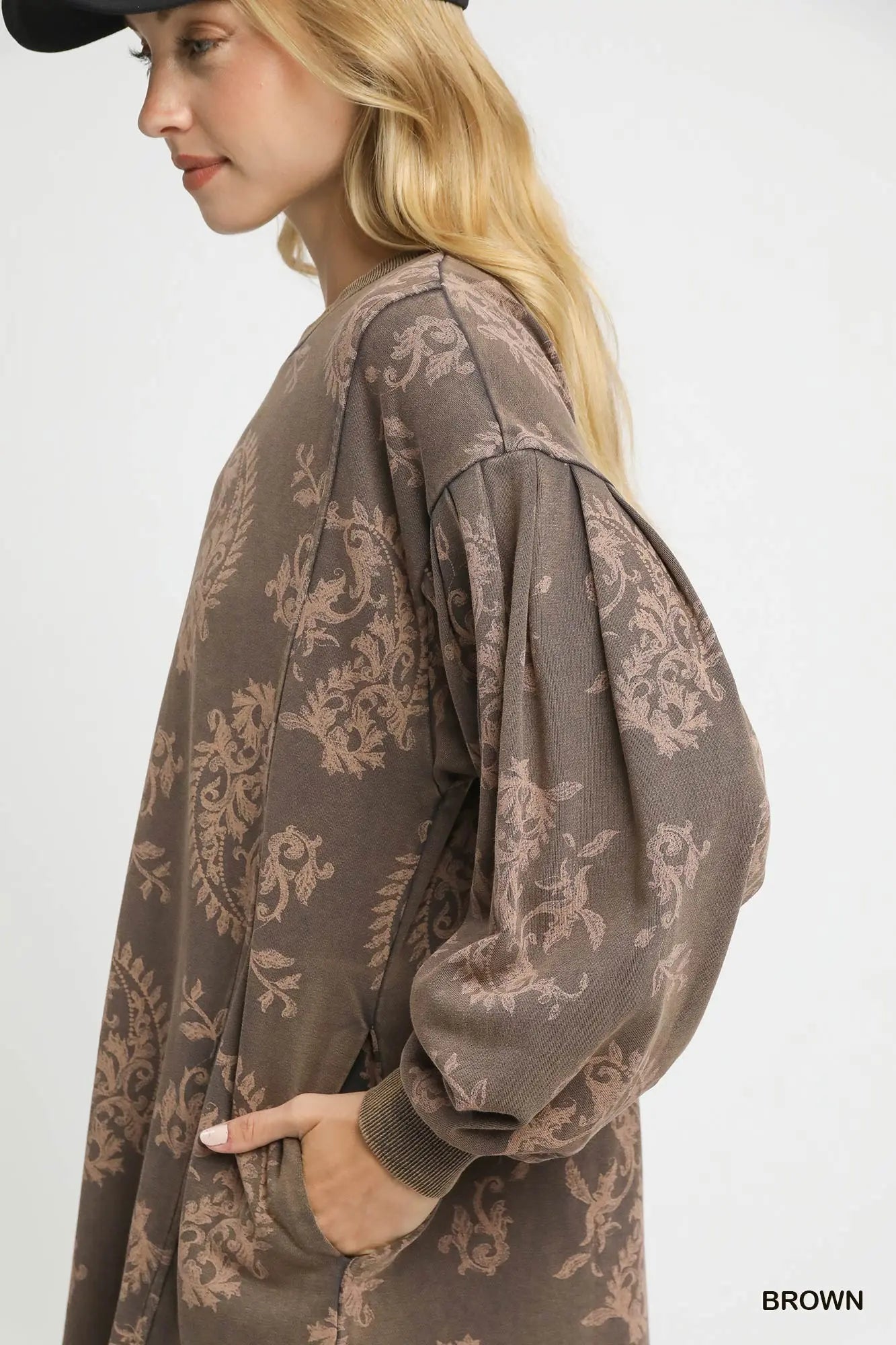 Paisley Print French Terry Sweatshirt Dress