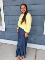 Denim 3-tier Elastic Waist Skirt