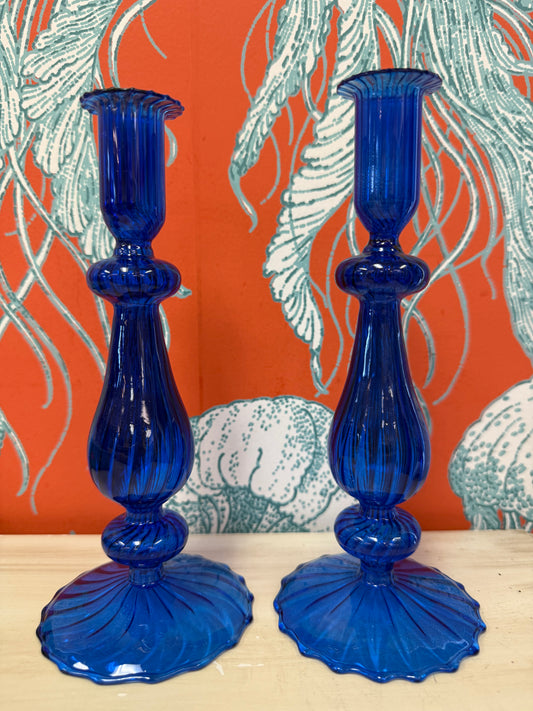 Dark Blue Glass Candle Holder (1)