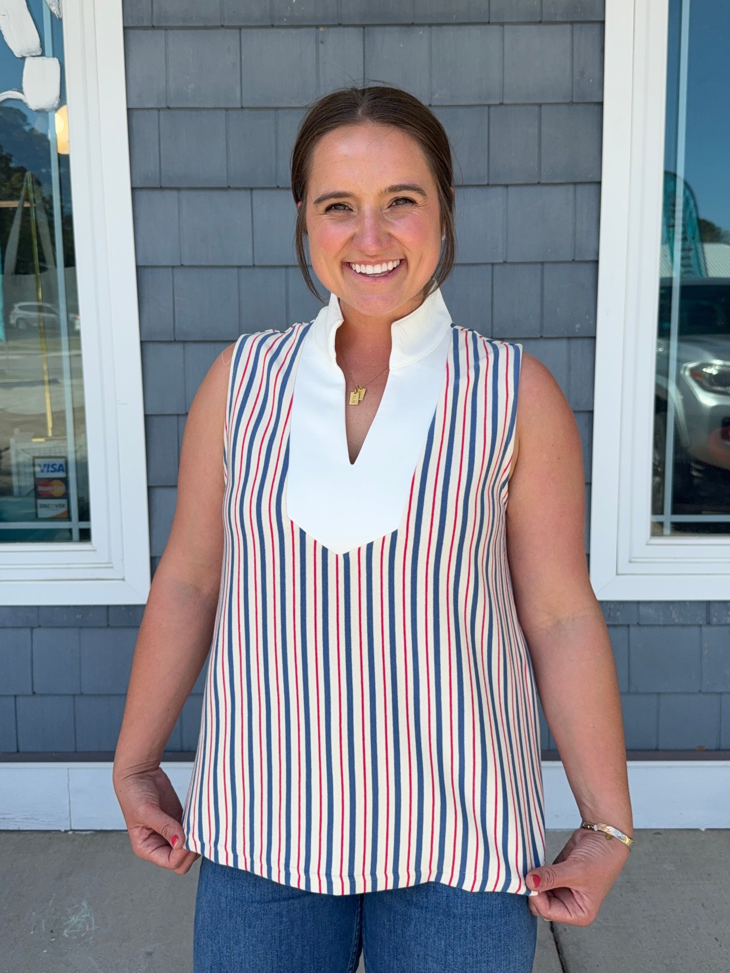 Striped Sleeveless Knit Top