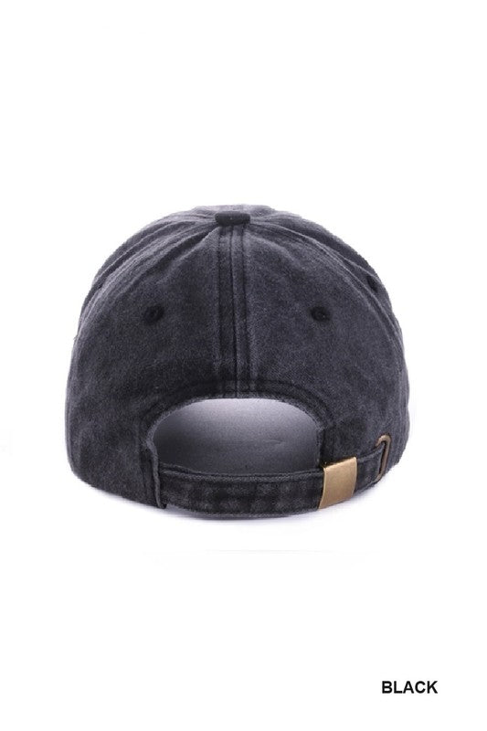 Salty Embroidered Vintage Wash Baseball Hat- Black