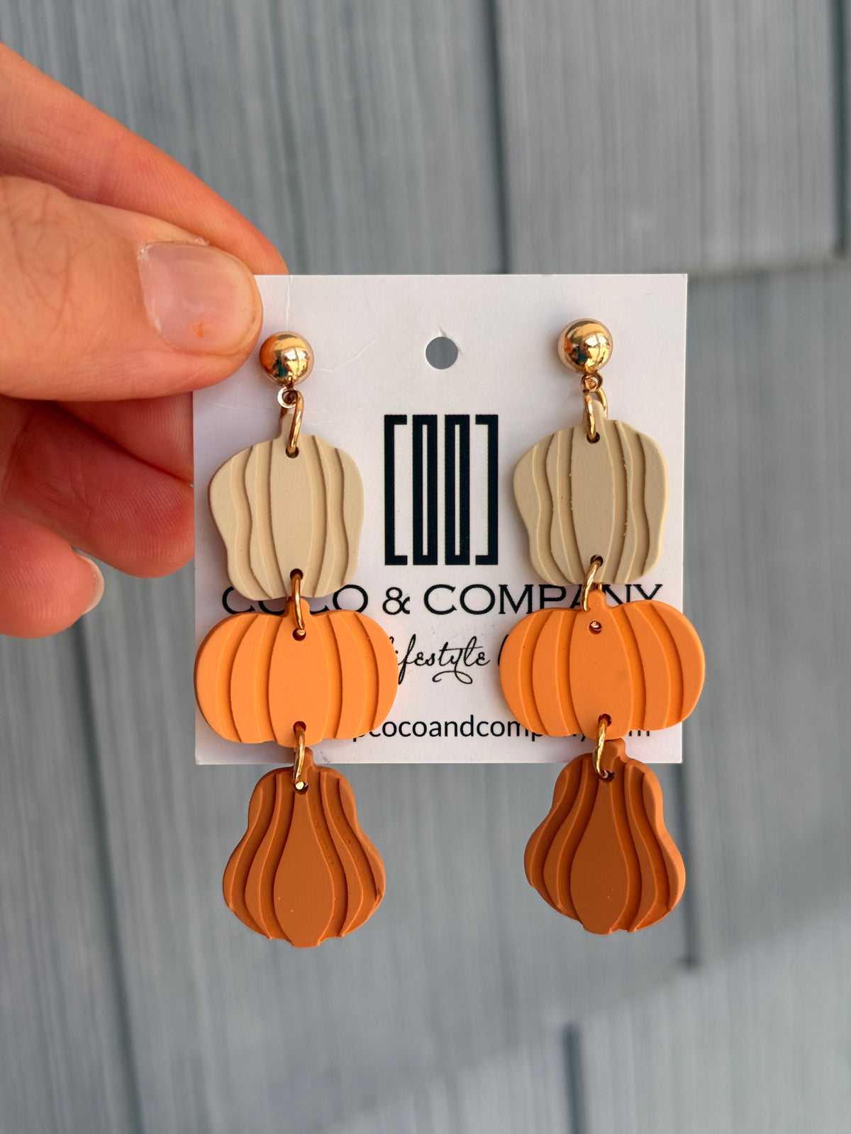 Pumpkin Stack Dangle Post Earrings