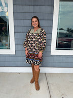 Geometric Floral Boho Mini Dress