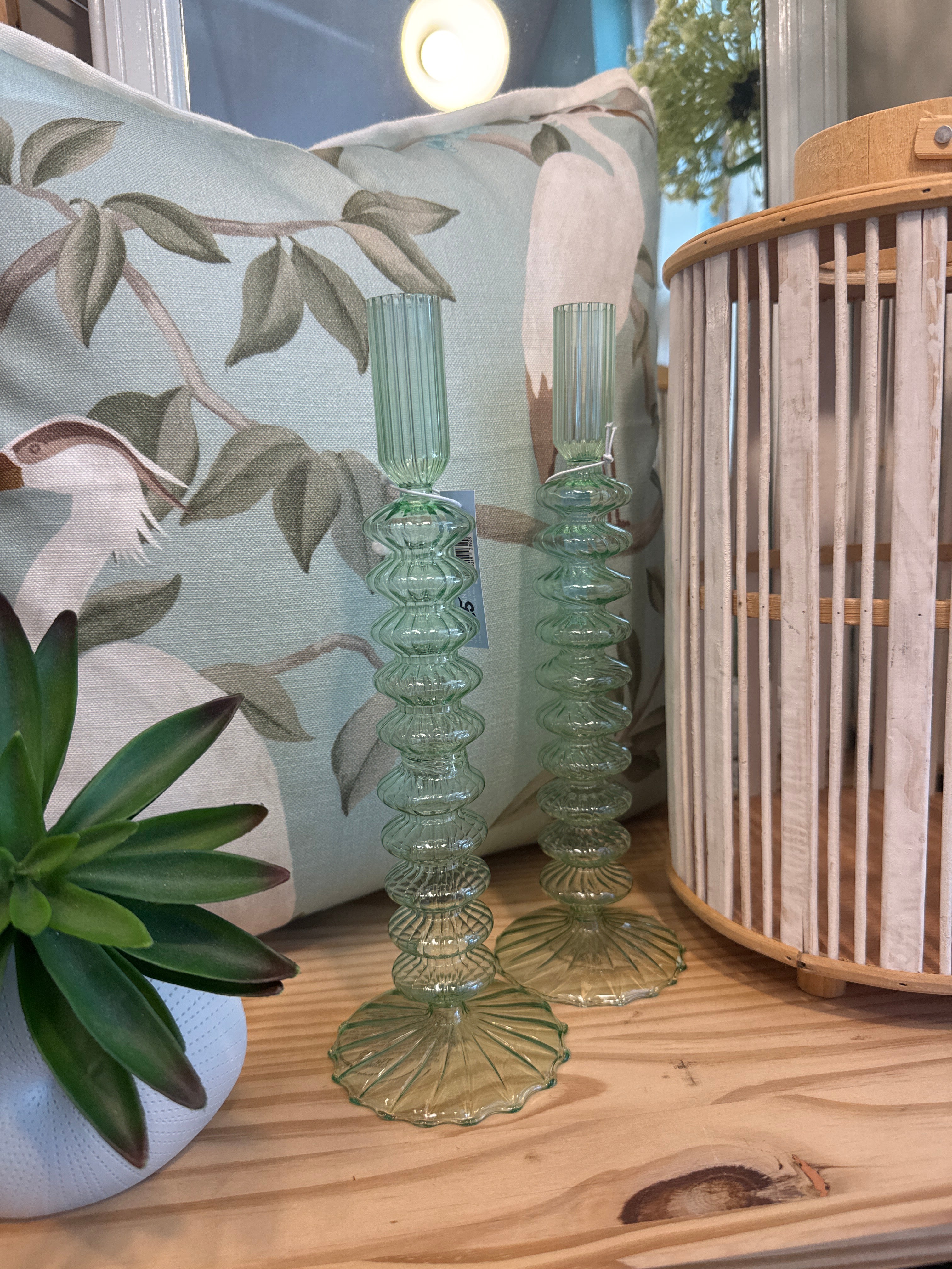 Blue Glass Candle Holders