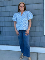 Light Blue Floral Pattern Texture Top