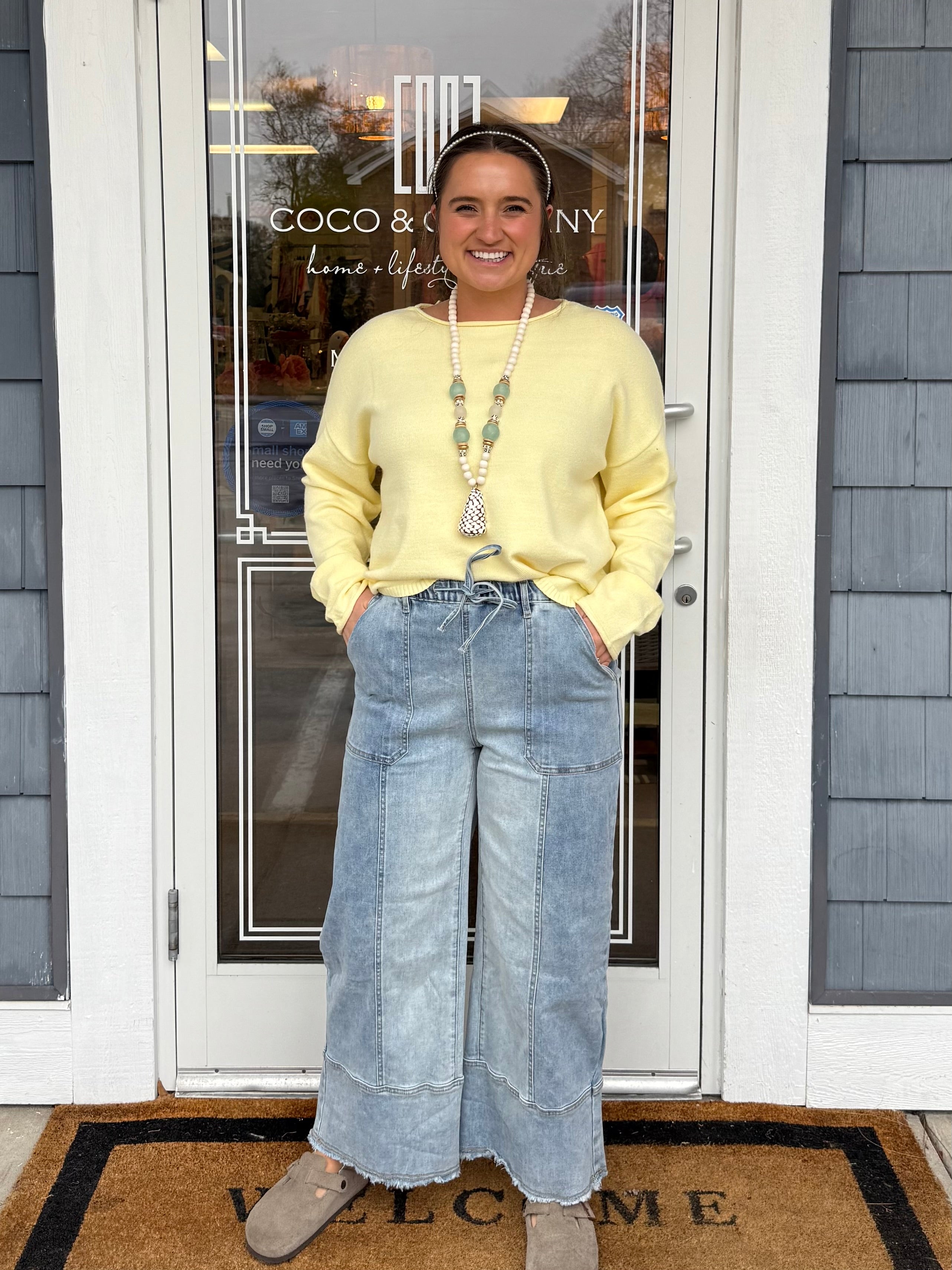 Denim Seam Detail Raw Hem Pants