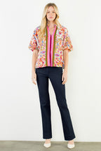 PREORDER: Puff Sleeve Pattern Detail Textured Top