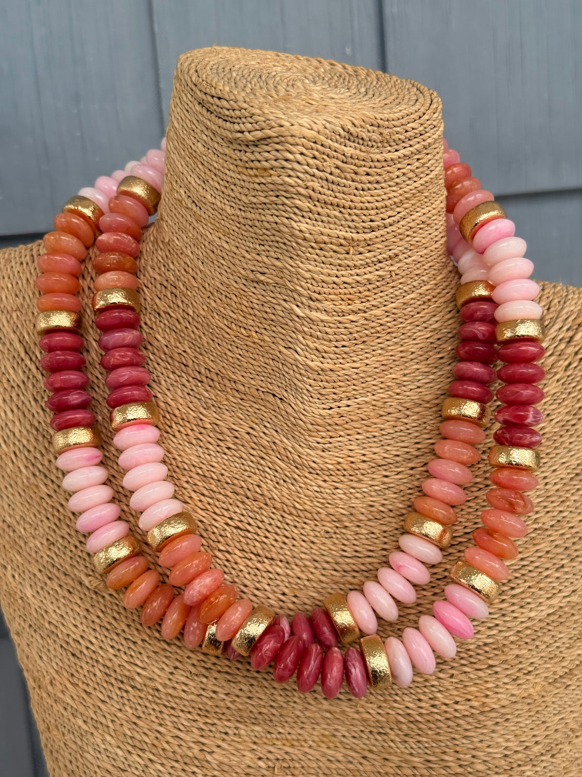 Pink & Gold Beaded Necklace
