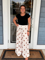 Brown & Cream Polka Dot Elastic Wide Leg Pants