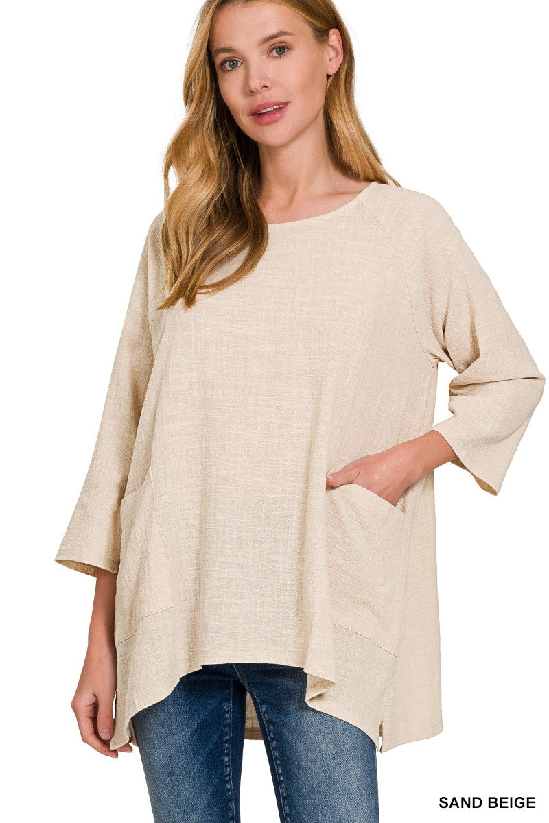 Gauze Two Pocket Top (Multiple Colors)