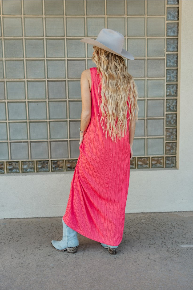 Coral Textured Maxi Dress