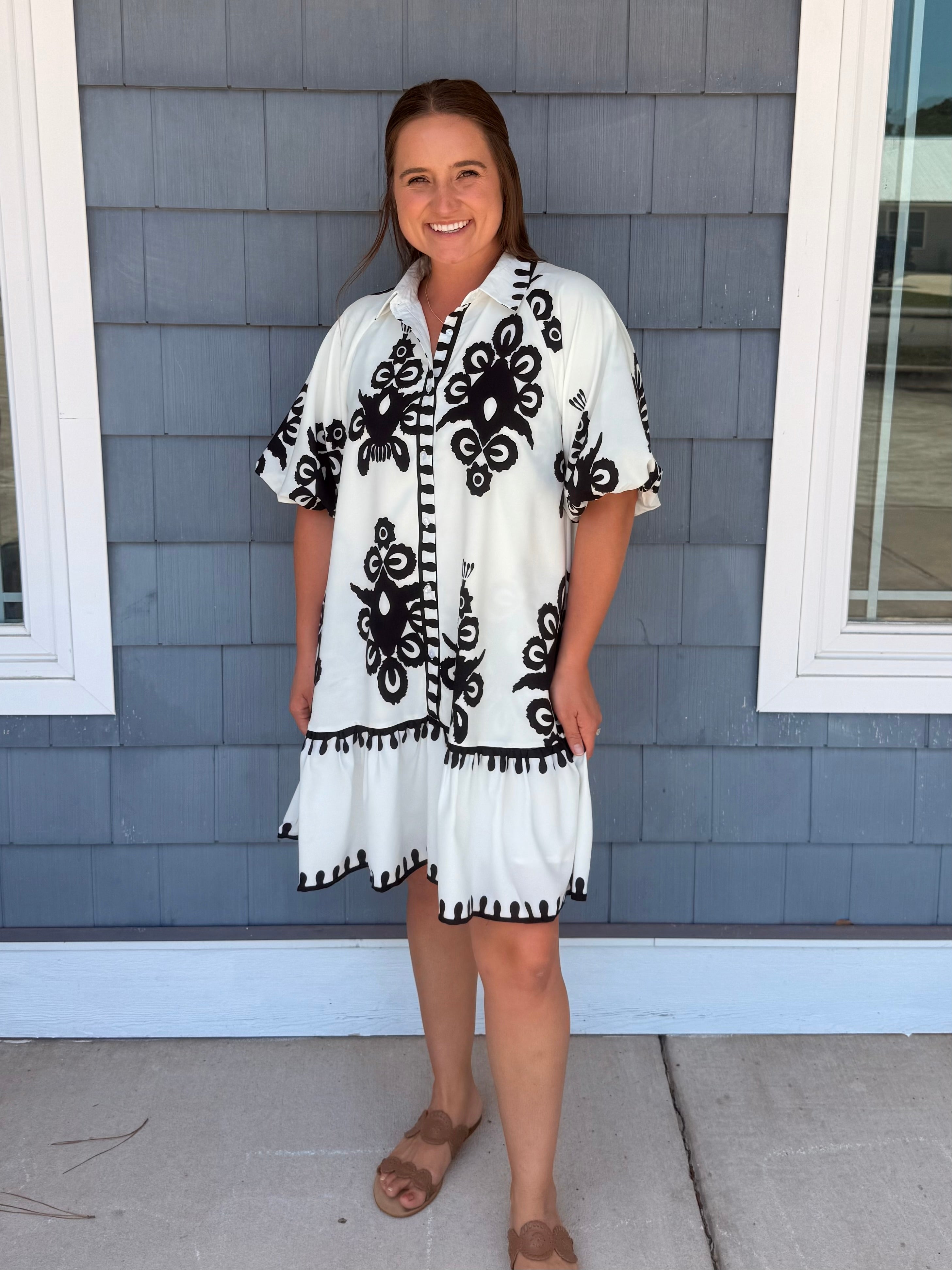 Off White Bold Print Mini Dress