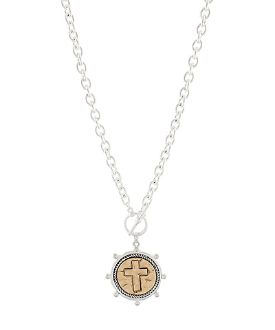 Cross Coin Necklace Silver