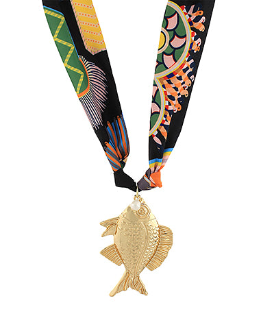 Fish Charm Scarf Necklace