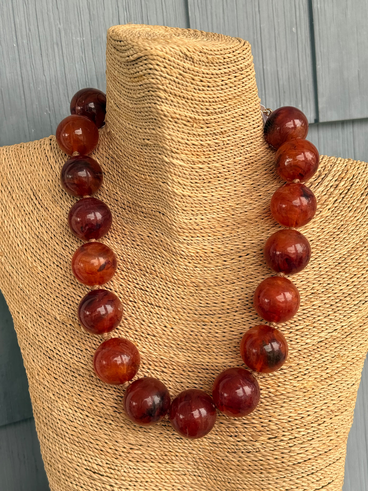 Tortoise Large Marble Beaded Necklace