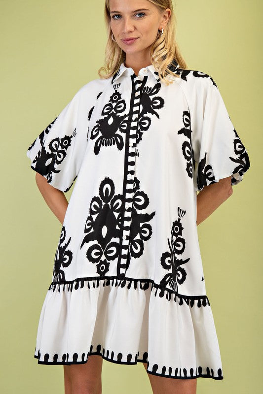 PREORDER: Off White Bold Print Mini Dress
