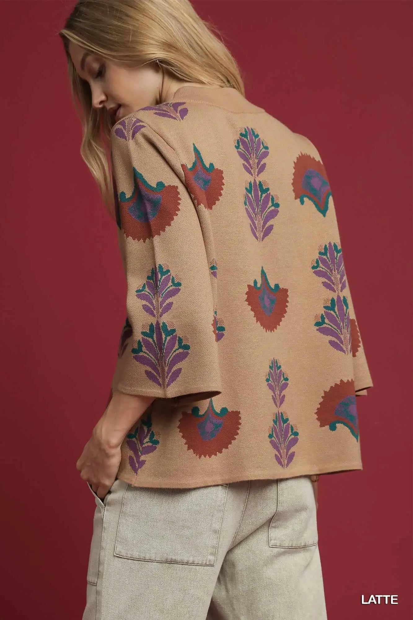 Latte Floral Knit Sweater Top SHIPS OR PICKUP FROM COCO 10/10/25