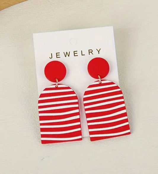 Red Stripe Acrylic Earrings