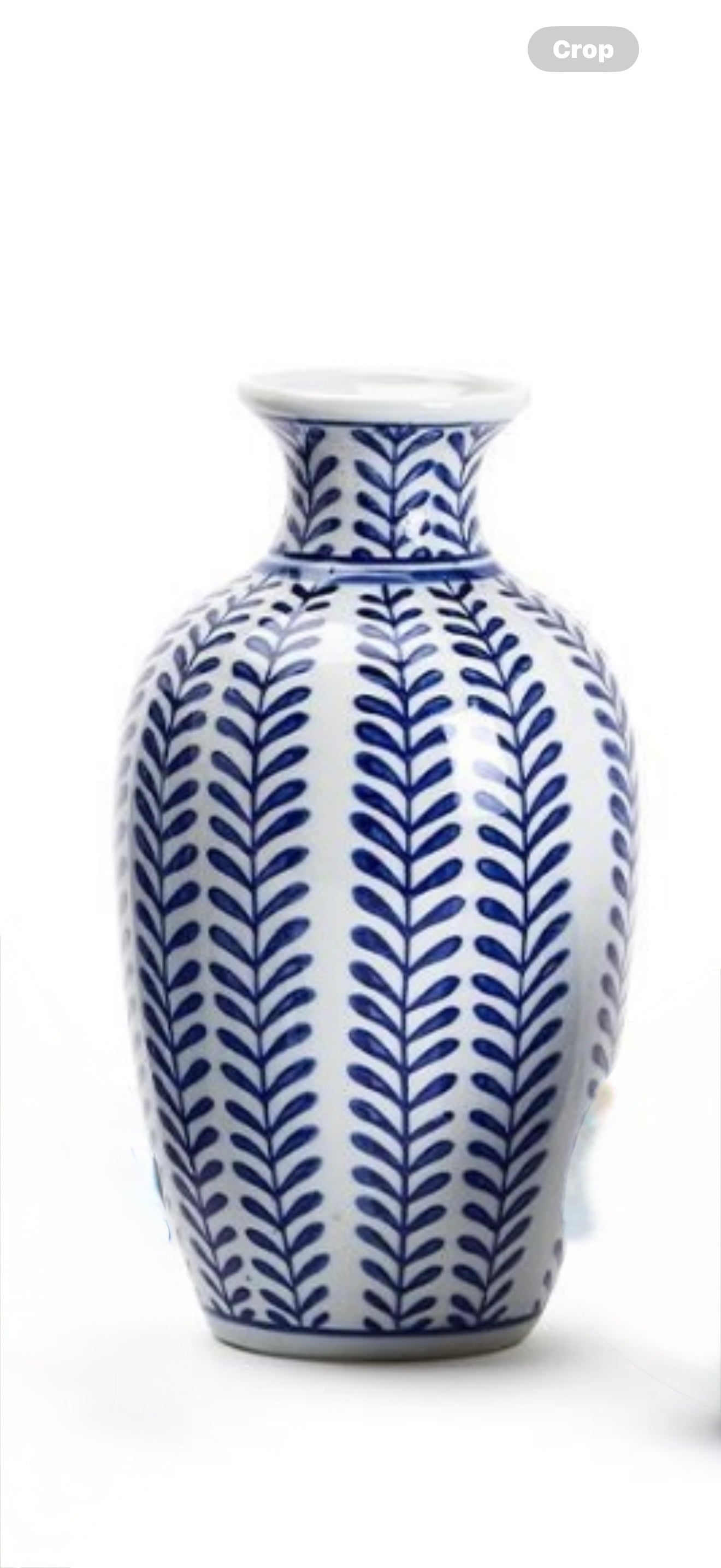 Large White Hand Painted Leaf Vase