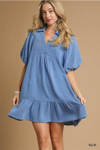 Blue Babydoll Mineral Wash Dress