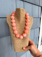 Peach Marble Ball Necklace 25mm