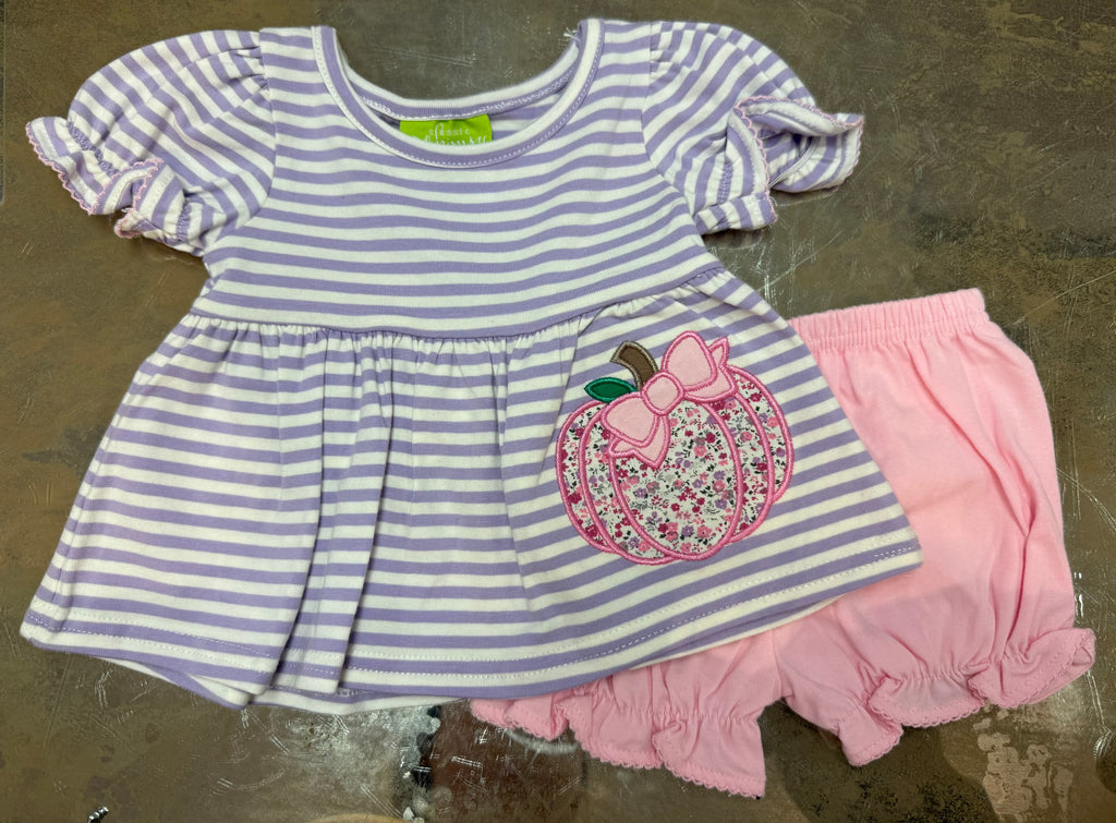 Carolina Cuties, Purple Stripe Pumpkin Bloomer Set, Classic Whimsy